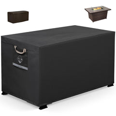 QH.HOME front view of cover protecting a rectangular fire pit for full protection