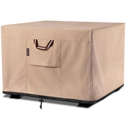 QH.HOME front view of square fire pit cover protecting unit from weather