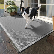 QiCaiJia front view of grey 24x36 mat showing clean entrance benefit