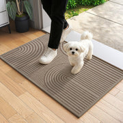 QiCaiJia front view of brown mat protecting entryway