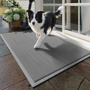 QiCaiJia front view grey door mat showing clean curb appeal