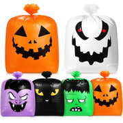 Qilery front pack display showing festive pumpkin bags and included twist ties benefits tidy storage
