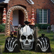 Qilery skull bag front view showing festive decor and easy cleanup
