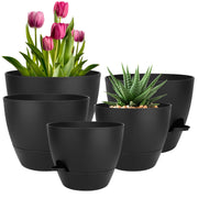 QRRICA front view of five pots showing sizes and matte finish, stylish display benefit