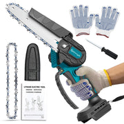 QSDXNYDC front view of mini chainsaw showing compact design and portability benefit