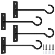 QTJUST front view of 4 white metal wall hooks showing clean finish and uniform set