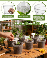 QTQIHANG clear pot inside ceramic planter for tidy, mess-free display
