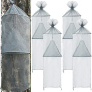 Qualirey front view of eight grey traps showing kit contents and shape benefit: easy setup