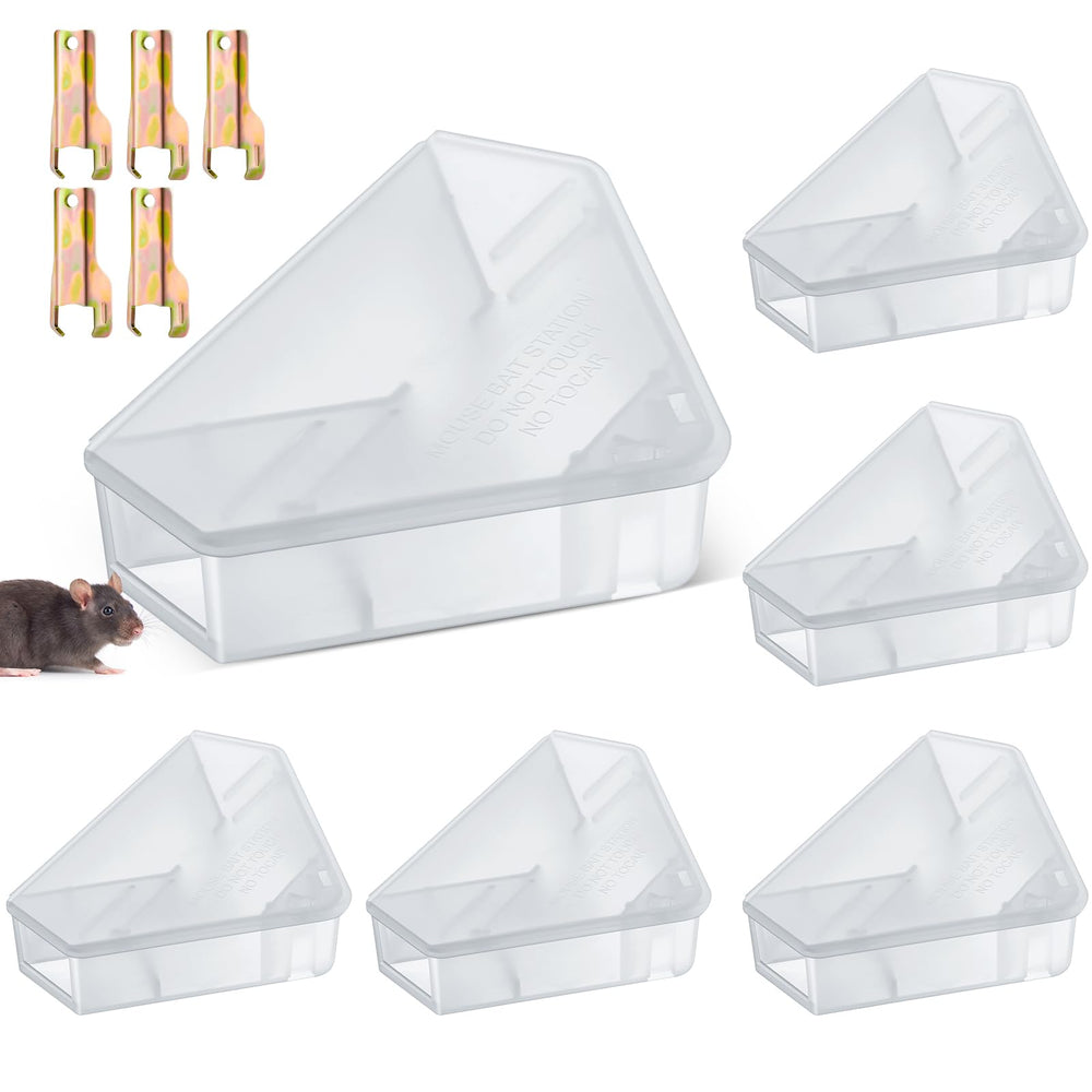 Qualirey front view of triangle bait station showing secure design and compact fit