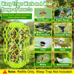 Qualirey refill installed in hanging wasp trap showing easy tool-free setup