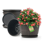 Quarut front view of 12-inch planter 4-pack showing classic barrel style benefit