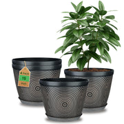 Quarut front view of 15 inch pot showing modern circle pattern and clean edge for styling