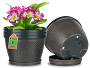 Quarut front view of four 8-inch pots showing modern pattern and clean design