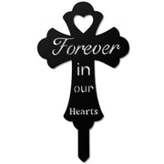 Queekay front view of metal cross marker showing clear message and respectful design