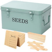 QUILIVIK front view of closed green seed box showing durable finish and neat storage benefit