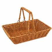 Quincry front view of honey wheat trug showing shape and handles, easy to carry