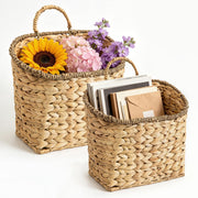 Quincry front view of two hanging baskets, adds rustic storage