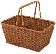 Quincry front view trug showing tan weave and sturdy shape for neat harvesting