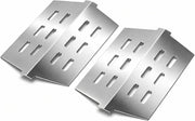 QuliMetal stainless heat deflector front view installed showing fit and burner protection