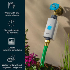 Rachio valve button close-up showing manual quick-run convenience