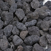 Rahato front bag view showing 20lb of black lava rocks and product labeling benefit