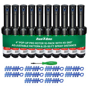 Rain Bird 5000 rotor front view showing durable pop-up head and profile benefit