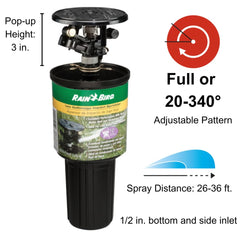 Rain Bird LG-3 close-up of brass weighted arm and diffuser for uniform watering