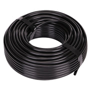 Raindrip front view of 100 ft 1/4-inch tubing showing coil and label benefit durability