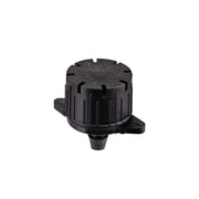 Raindrip bubbler pack front view showing 50 black emitters and packaging for easy garden planning