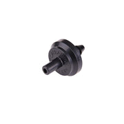 Raindrip PC4050B front view showing compact black emitter and outlet, consistent watering benefit