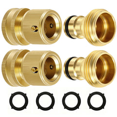 RAINPOINT front view showing two brass quick connect sets and washers, durable finish