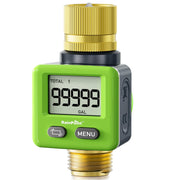 RAINPOINT front view showing green housing and hose connections for durable outdoor measurement