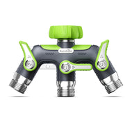 RAINPOINT front view showing sturdy metal splitter and three outlets for reliable water control