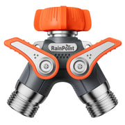 RAINPOINT front view of heavy-duty metal hose splitter showing robust design and durability