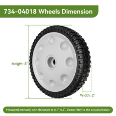 ranwin front drive wheel side profile highlighting 8-inch x 2-inch size, improves stability
