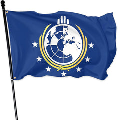 RARELEMON front view of spy globe flag showing crisp double-sided print and bold design for gamer rooms