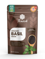 Raslok basil seeds close-up showing texture and swelling benefit