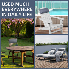 Rasugarlary pillow attached to a patio chaise lounge for improved neck support
