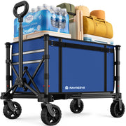 Raynesys front view of unfolded wagon showing stable frame and large capacity benefit