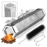 Realcook front view of 12-inch smoke tube showing durable build and easy placement