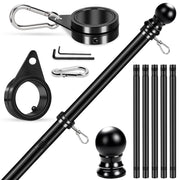 REERON front view of 6 ft flag pole showing sturdy black finish and mount, durable display