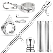 REERON front view of 7 ft flag pole kit shows sturdy pole and clean finish for durable display