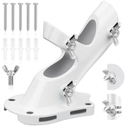 REERON front view of white flagpole bracket showing secure mounting and clean finish