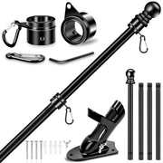 REERON front view of assembled black 5ft flag pole kit showing compact design and quick install benefit