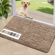 REFETONE front-facing door mat showing full coffee brown design and benefits