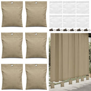 Relaxweex front pack display showing khaki curtain weights and clips for easy setup