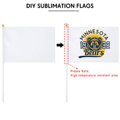 Remerry handheld flag next to ruler showing compact size advantage