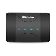 Renogy front panel showing display and controls for quick system checks and reliable charging