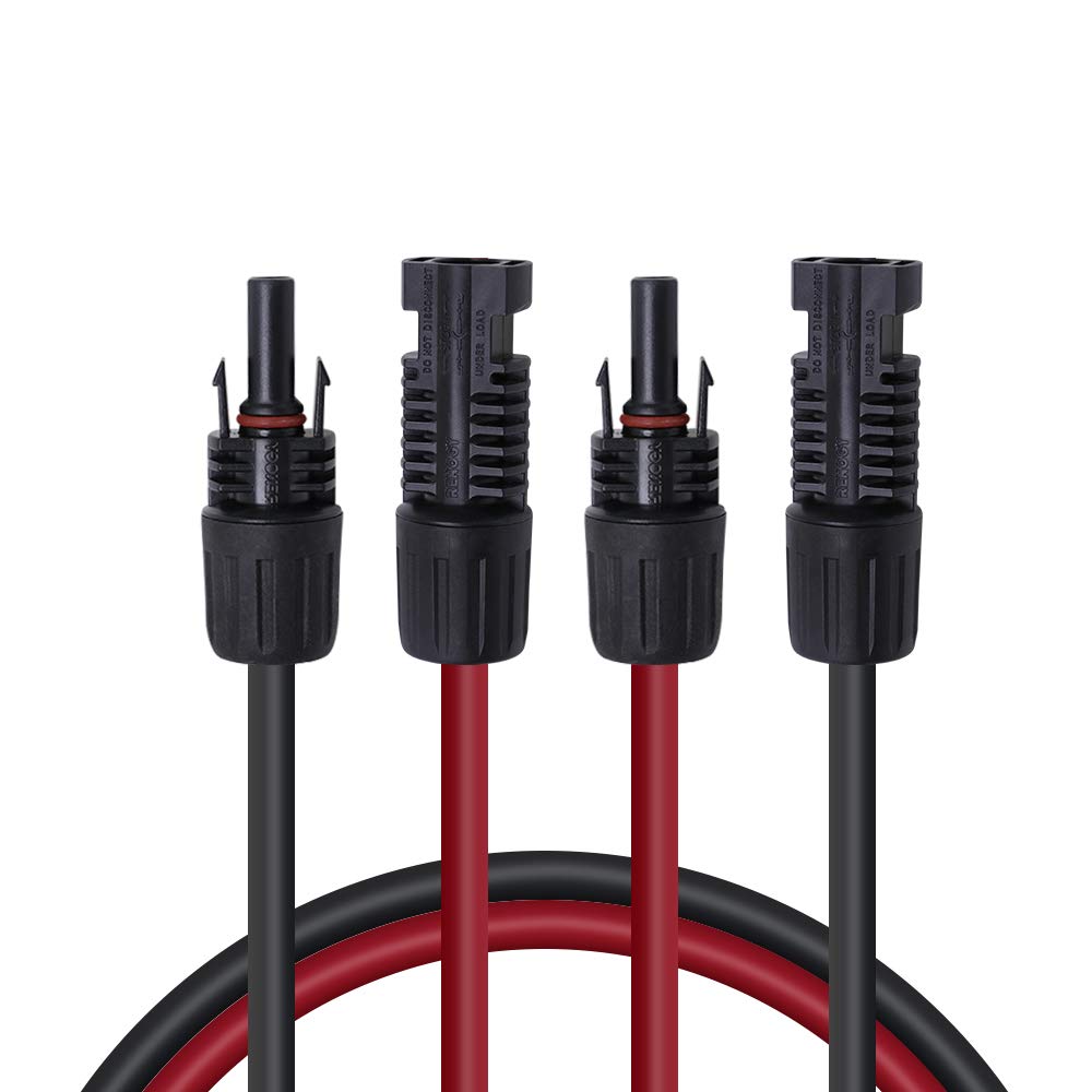 Renogy 5FT 12AWG front packaging showing pair and connectors for easy install