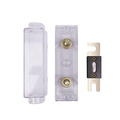 Renogy ANL fuse clear protective cover closeup enabling safe visual inspection